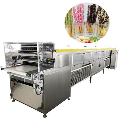 1300 kg/h Machine de chocolat à enrober refroidissement à l'air Pocky Sticks ligne de production de double revêtement
